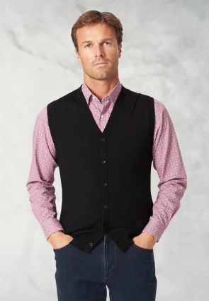 Salcombe Black Merino Wool Waistcoat