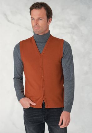 Salcombe Burnt Orange Merino Wool Waistcoat