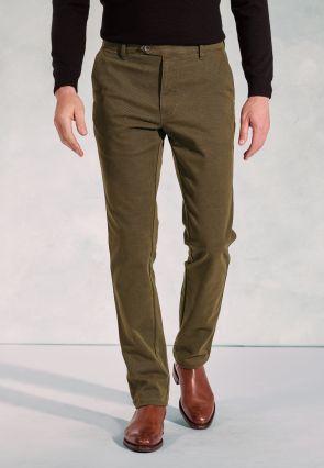 Tailored Fit Seychelles Olive Cotton Blend Twill Pants