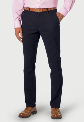 Regular Fit Seychelles Navy Cotton Blend Twill Pants