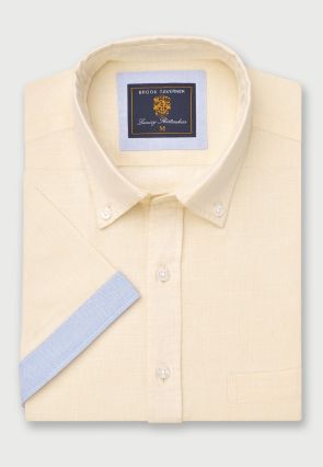 Regular Fit Lemon Textured Cotton Short Sleeve Shirts
