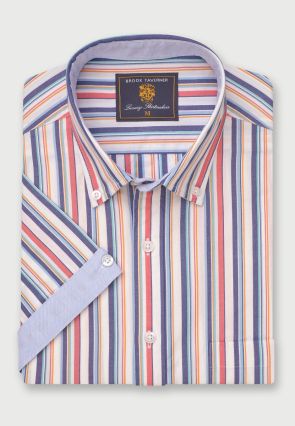 Regular Fit Multicoloured Stripe 'Portofino' Short Sleeve Shirt