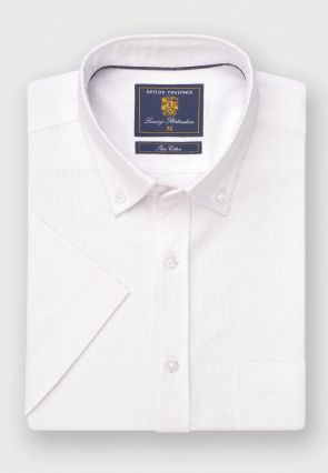 Regular Fit White Oxford Cotton Short Sleeve Shirt