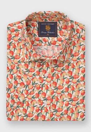 Regular Fit Mango Print Slub Cotton Shirt
