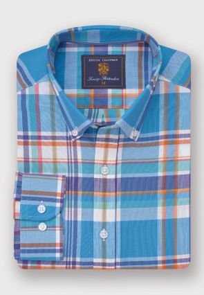 Regular Fit Blue Madras Check Oxford Cotton Shirt
