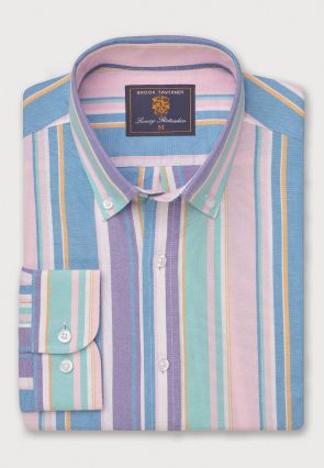 Regular Fit Multicoloured Stripe Oxford Cotton Shirt