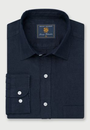 Regular Fit Navy Pure Linen Shirt