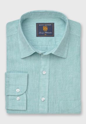 Regular Fit Mint Pure Linen Shirt