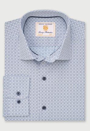 Regular Fit Blue Diamond Print Shirt