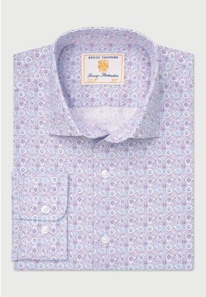 Tailored Fit Lilac Tile Print Shirt