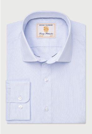 Tailored Fit Sky Blue Fine Stripe Shirt
