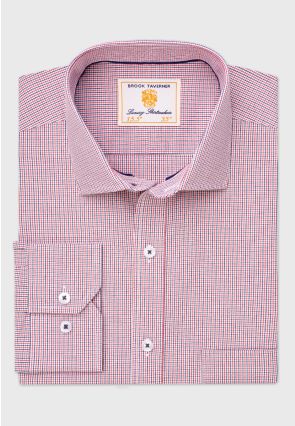 Regular Fit Red Micro Check Oxford Cotton Shirt