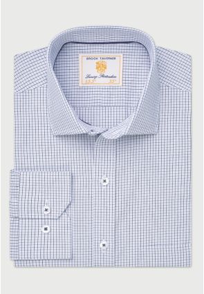 Regular Fit Blue Micro Check Oxford Cotton Shirt