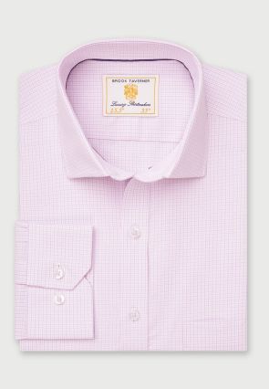 Regular Fit Pink Micro Check Oxford Cotton Shirt