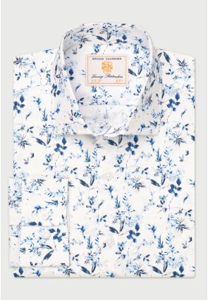 Regular Fit Blue Leaf Print 'Occasion' Shirt