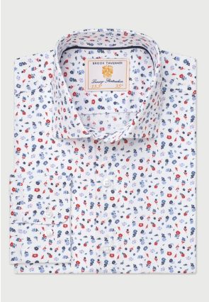Regular Fit Red Ditsy Floral Shirt