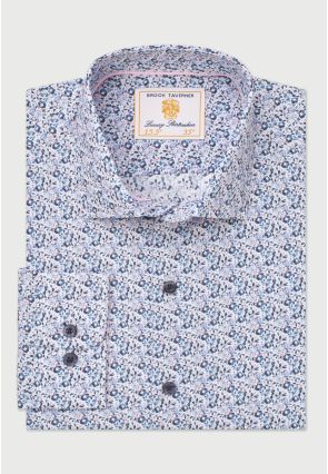 Regular Fit Blue Ditsy Floral Shirt
