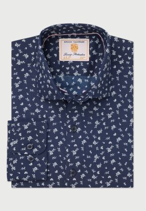 Tailored Fit Navy Ditsy Floral Shirt