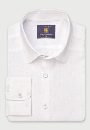 Regular Fit White Pure Linen Shirt