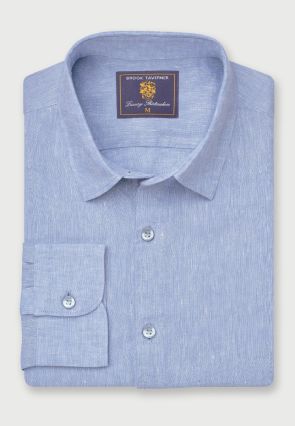 Regular Fit Blue Pure Linen Shirt