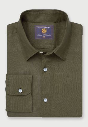 Regular Fit Khaki Pure Linen Shirt
