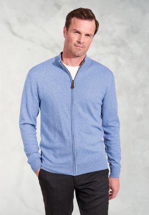 Somerset Sky Blue Cotton Merino Zip Cardigan