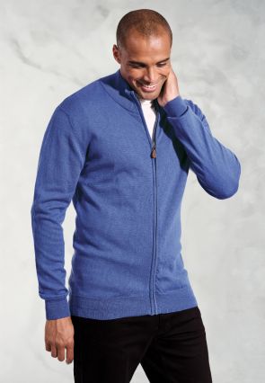 Somerset Electric Blue Cotton Merino Zip Cardigan