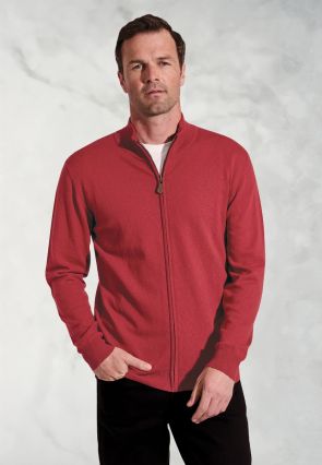 Somerset Claret Cotton Merino Zip Cardigan