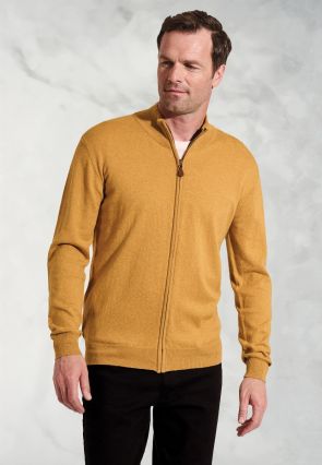 Somerset Mustard Cotton Merino Zip Cardigan