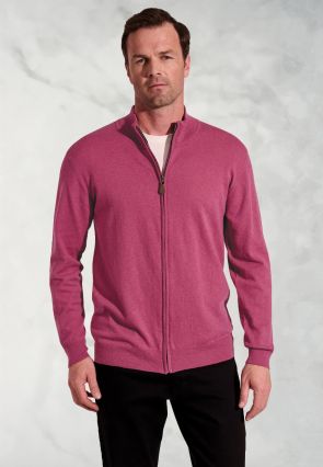 Somerset Raspberry Cotton Merino Zip Cardigan