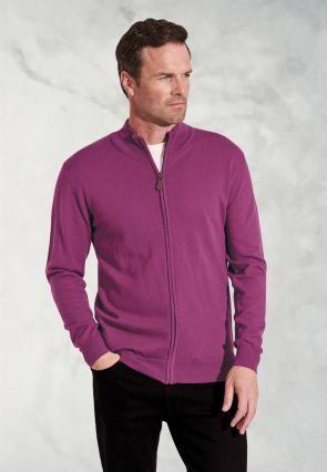 Somerset Plum Cotton Merino Zip Cardigan