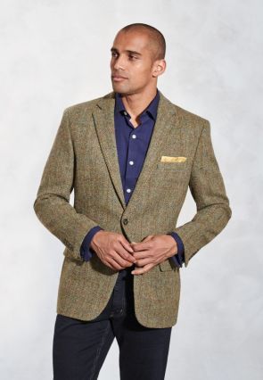 Regular Fit Stromay Olive Check Harris Tweed® Jacket