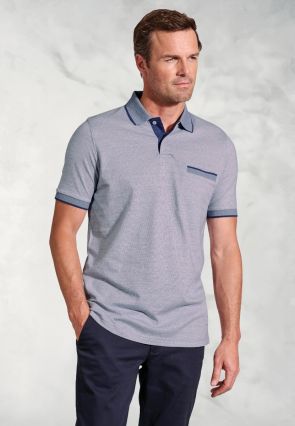 Sutherland Blue Melange Dot Jacquard Polo Shirt