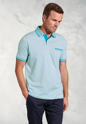 Sutherland Aqua Melange Dot Jacquard Polo Shirt