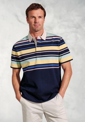 Walken Navy Stripe Short Sleeve Rugby Shirt
