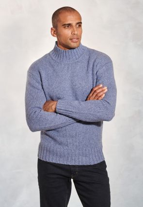 Waver Ice Blue Lambswool Turtle Neck Jumper