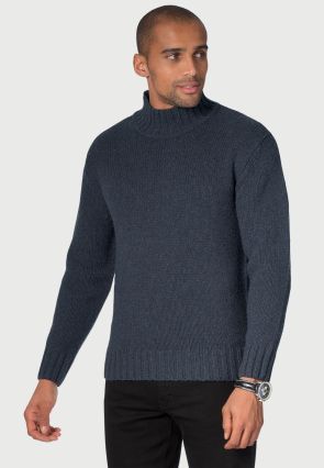 Waver Blue Lambswool Turtle Neck Jumper