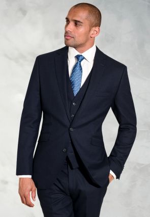 Tailored Fit Wells Navy Wool Blend Suit Jacket