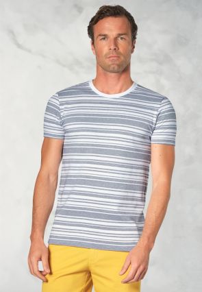 Willis Pure Cotton White Herringbone Hoop T-Shirt
