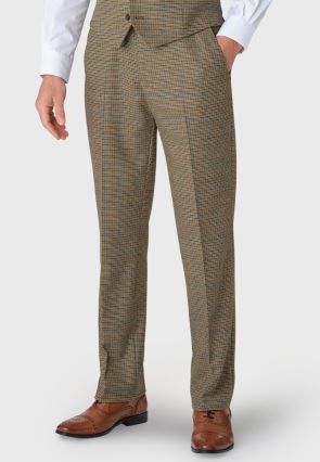 Tailored Fit Woolf Green Check British Wool Fabric Suit Pants