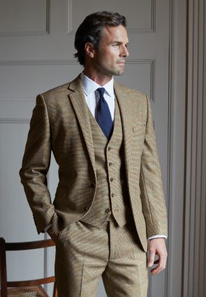 Tailored Fit Woolf Green Check British Wool Fabric Suit Jacket