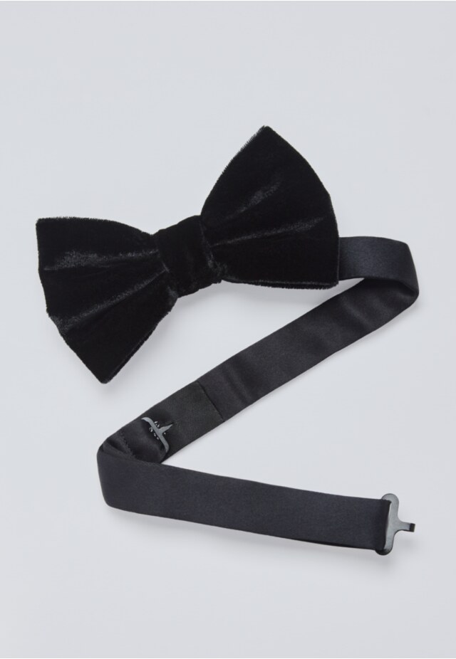 Black Plain Velvet Bow Tie