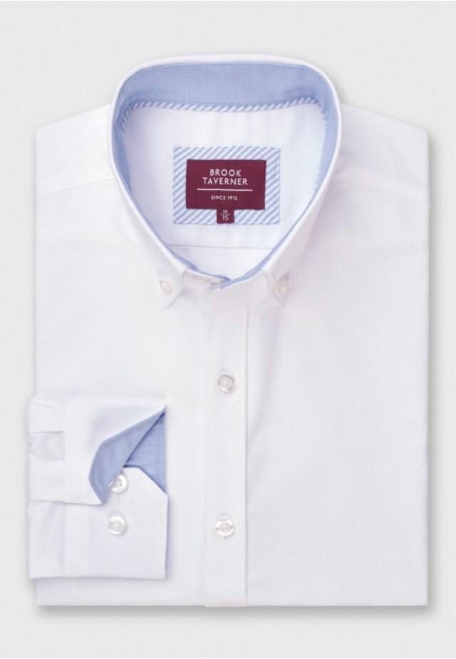 Tailored Fit White Stretch Oxford Cotton Shirt
