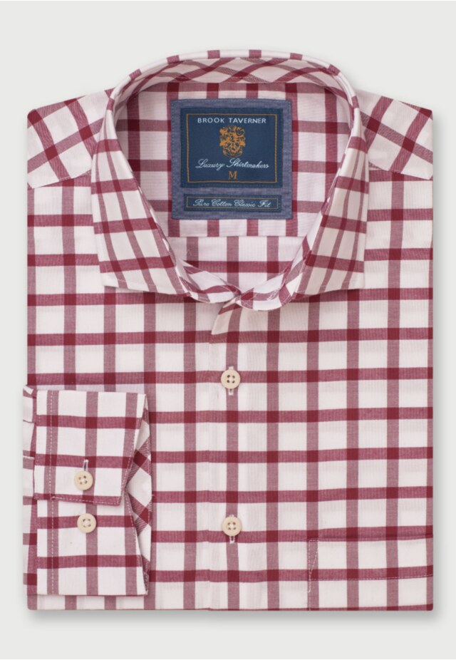 Regular Fit Wine Check Oxford Cotton Shirt