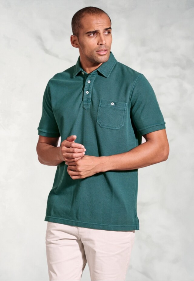 Agassi Teal Garment Washed Pure Cotton Pique Polo Shirt