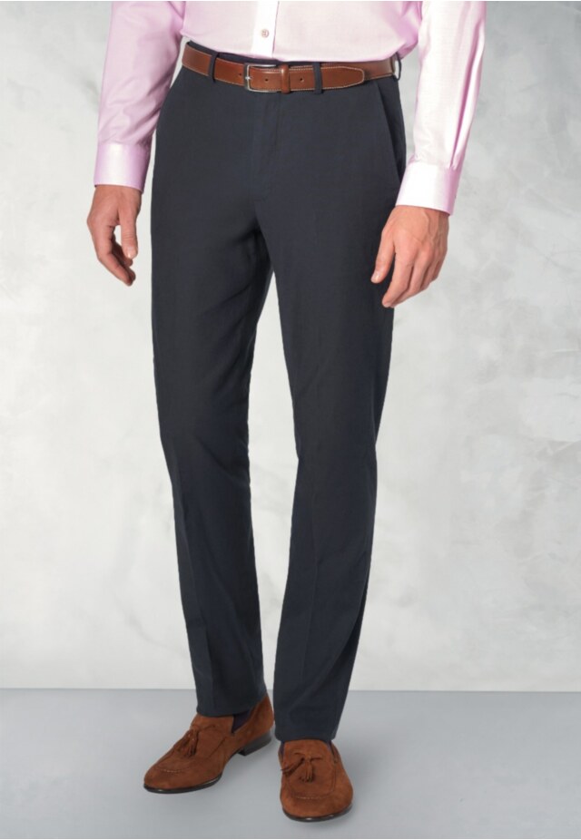 Tailored Fit Amiss Navy Linen Stretch Cotton Pants