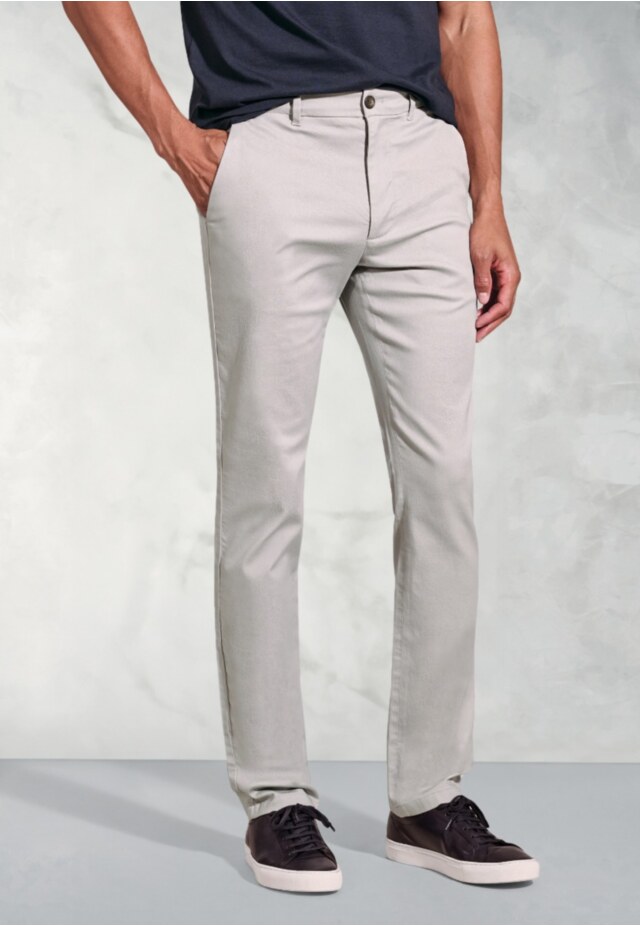Tailored Fit Holland Silver Grey Sateen Stretch Cotton Pants