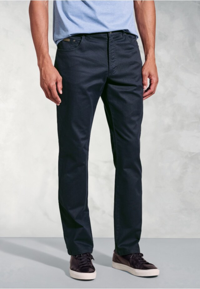 Tailored Fit Harrelson Navy Slub Cotton 5 Pocket Pants