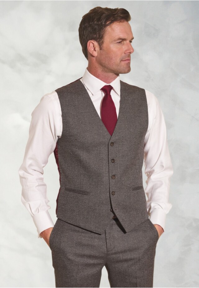 Tailored Fit Clifford Grey Donegal Wool Suit Vest