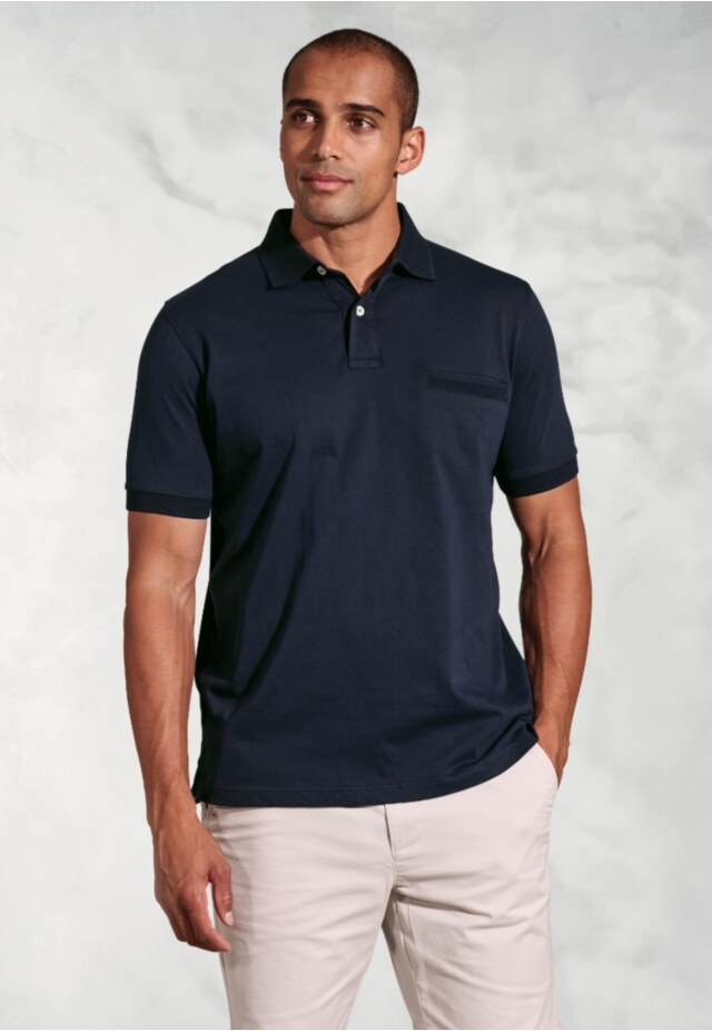 Damon Navy Pure Cotton Jersey Polo Shirt